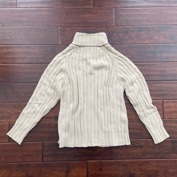 BKE Zip Front Sweater Tan and Dark Brown Accent Size Large - Picture 4 of 11